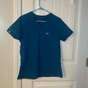 Figs Blue Scrub Top - S